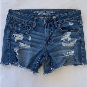 American Eagle Denim Distressed Mini Shorts